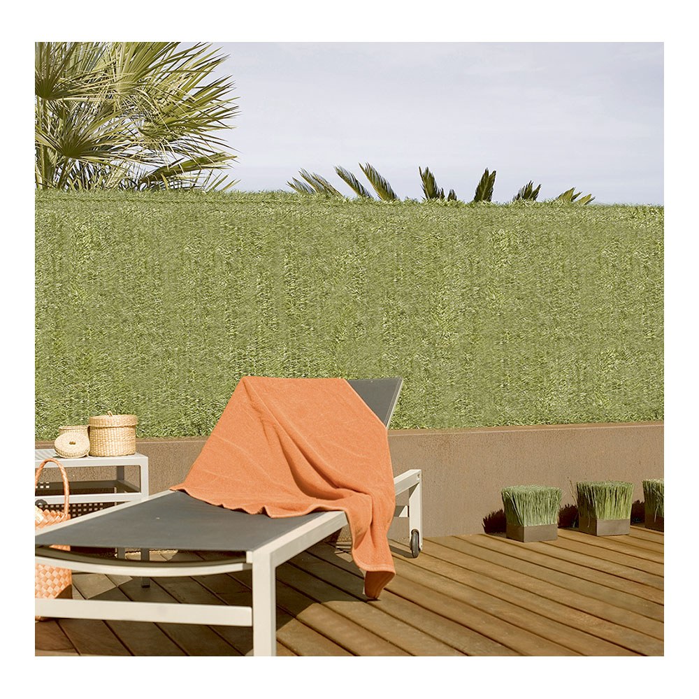 Cerca viva artificial em PVC, verde em dois tons, folhas finas, 110 hastes, 1 x 3 m - Image 2