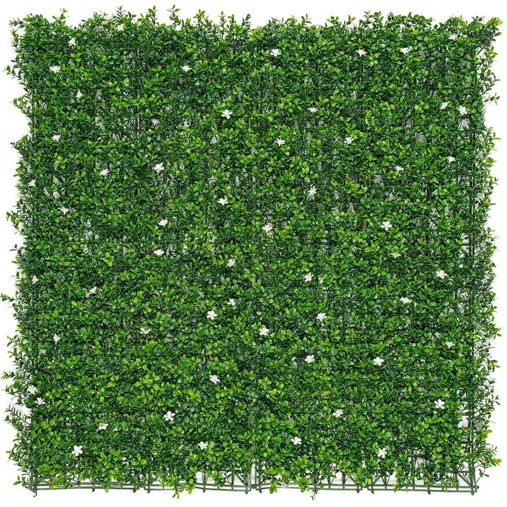 Jardim vertical verde com flores de jasmim 50 x 50 cm, 4 unidades