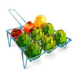 Grelha para legumes com acabamento zincado, capacidade para 9 peças, 26 x 8,5 x 26 cm