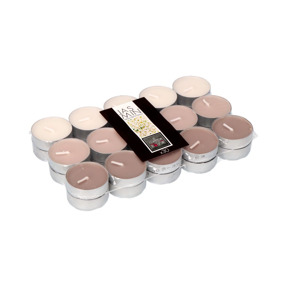 Pack 30 un. velas com aroma de jasmim 3,7 cm