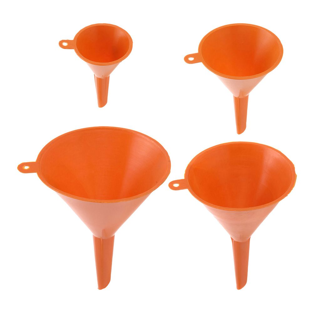 Conjunto 4 funis COR laranja medidas: 5x8,5cm/7,2x11cm/10x14,5cm/12x16cm
