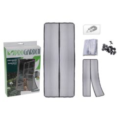 Rede mosquiteira com moldura magnética, antracite, 100 x 210 cm, 2 peças de 50 x 210 cm