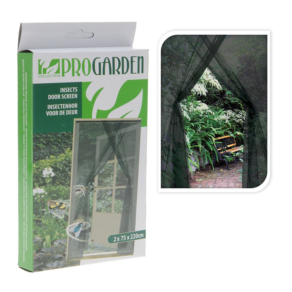 Cortina mosquiteira com fecho de velcro, preta, 150 x 220 cm, 2 peças de 75 x 220 cm