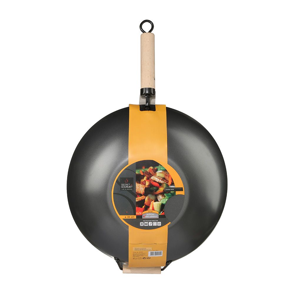 5FIVE Wok de aço com cabo de madeira e cabo ø35 cm - Image 2