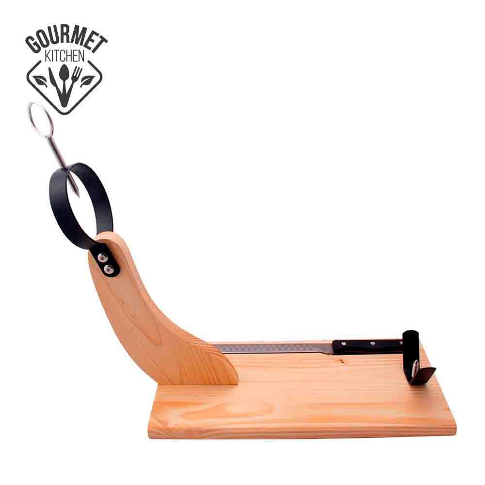 Suporte de presunto madeira de pinho premium 41 x 44 cm com faca incluída