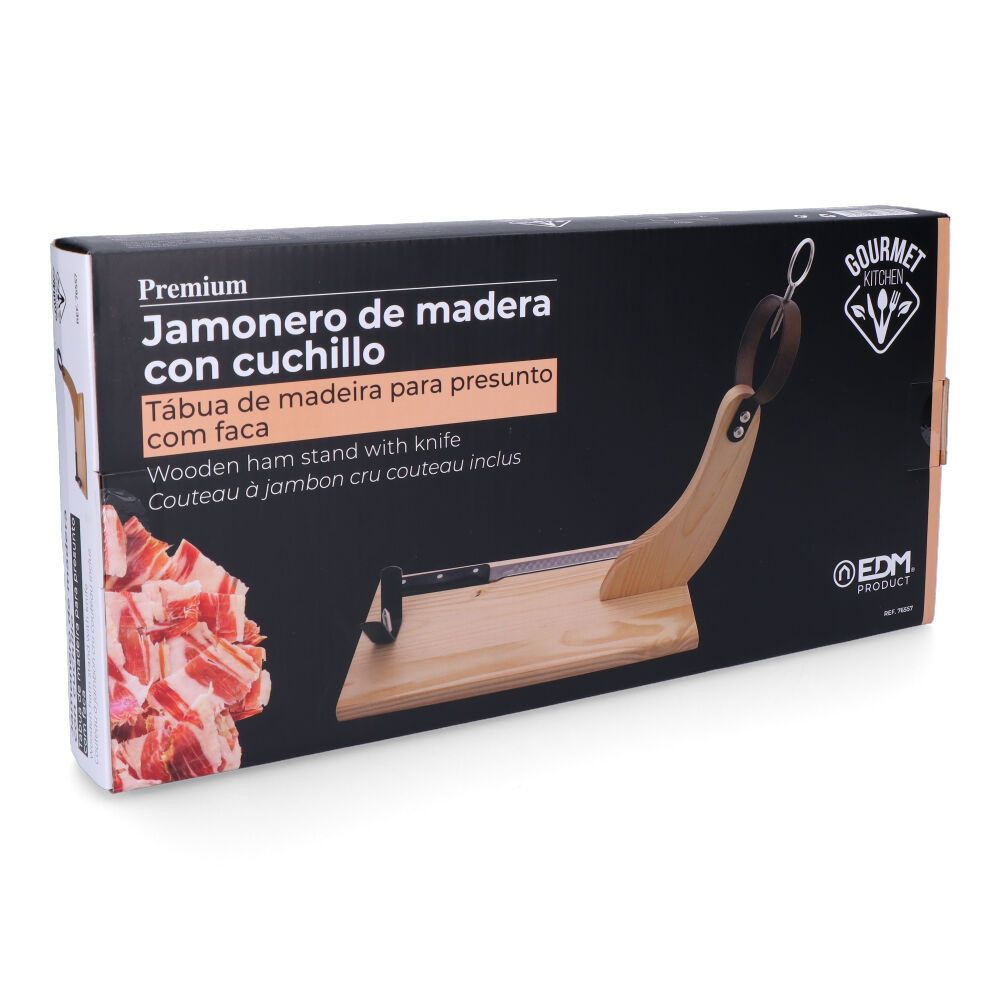 Suporte de presunto madeira de pinho premium 41 x 44 cm com faca incluída - Image 3