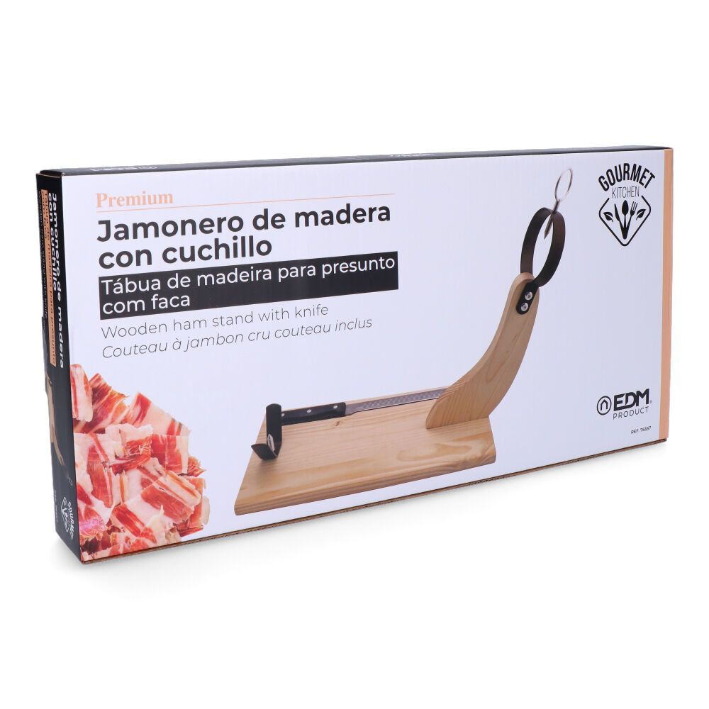 Suporte de presunto madeira de pinho premium 41 x 44 cm com faca incluída - Image 4
