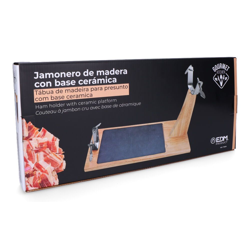 Madeira de borracha suporte de presunto TOP line com base ceramica 43,8 x 19,5 x 30,5 cm - Image 3