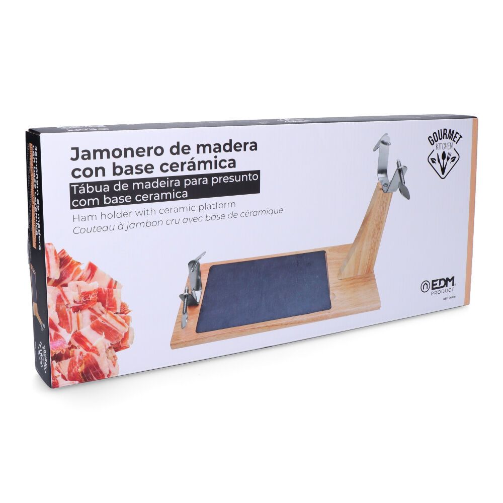 Madeira de borracha suporte de presunto TOP line com base ceramica 43,8 x 19,5 x 30,5 cm - Image 4