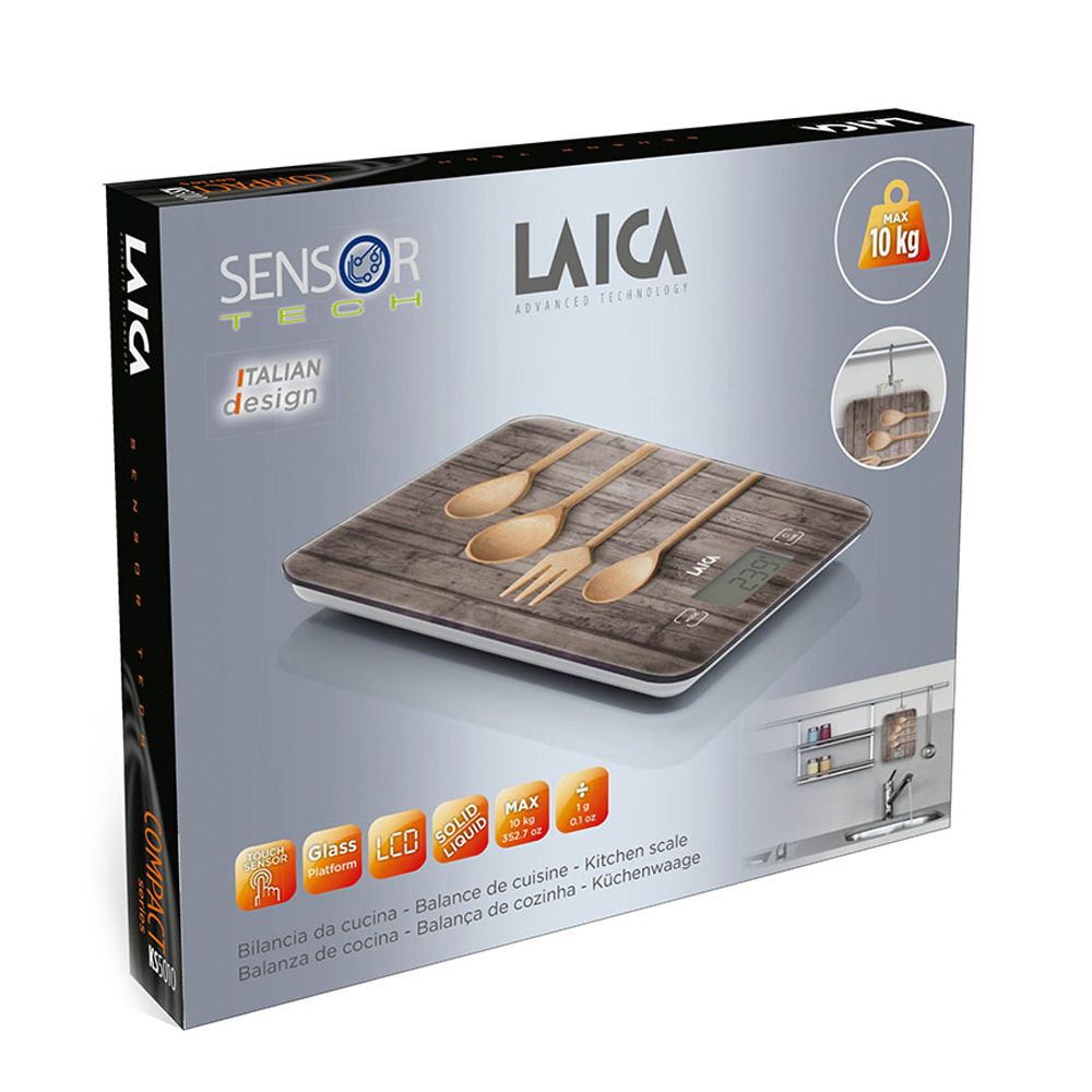 Balança eletrônica de cozinha KS5010 colheres modelo de madeira 10kg KS5010 laica - Image 3