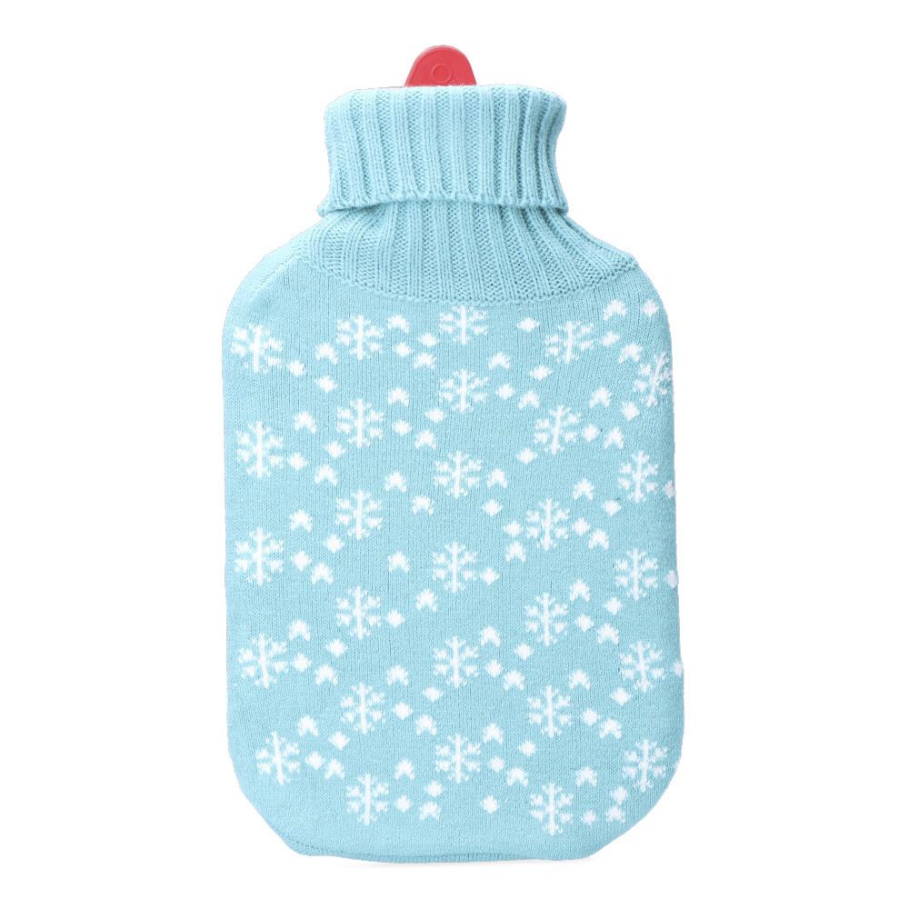 Botija de água quente 2 L modelo azul flocos brancos
