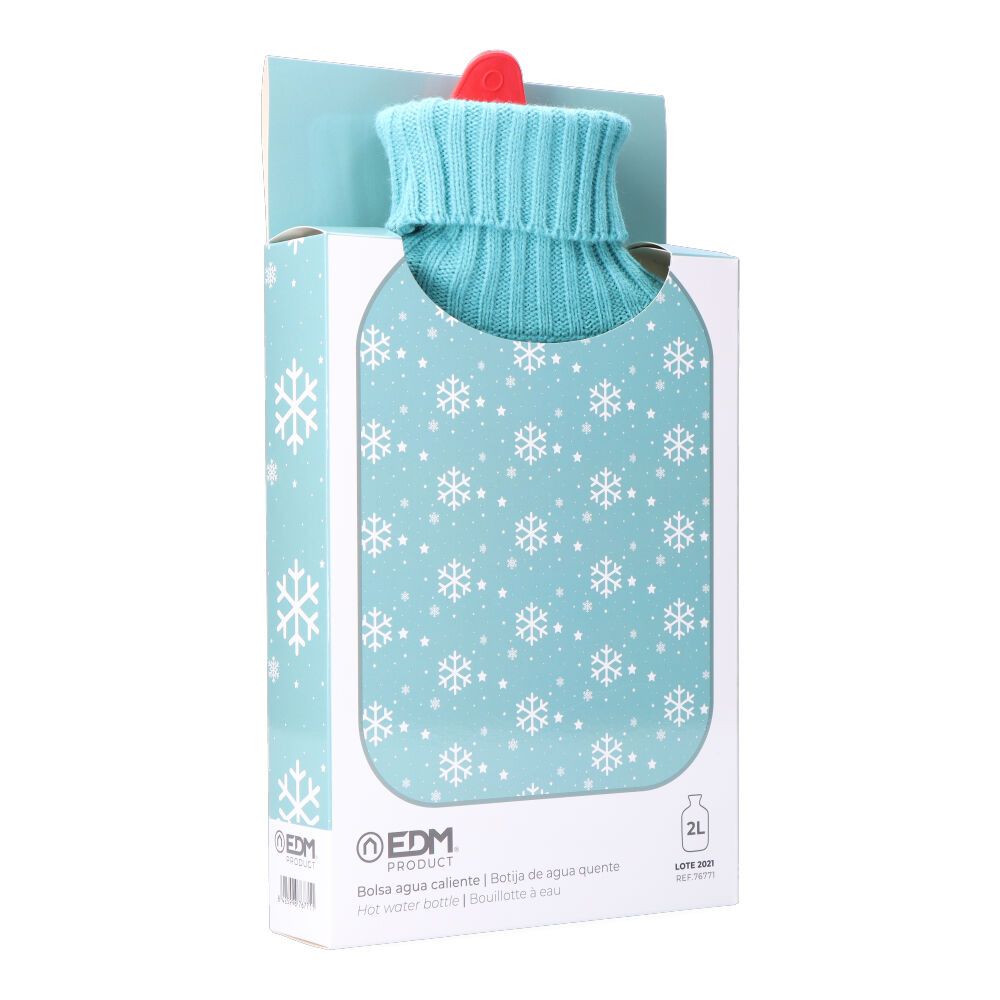 Botija de água quente 2 L modelo azul flocos brancos - Image 3