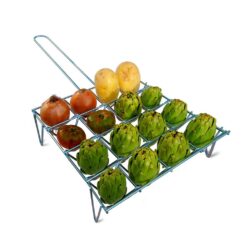Cremalheira para legumes com acabamento zincado, capacidade 16 peças, 34 x 8,5 x 34 cm
