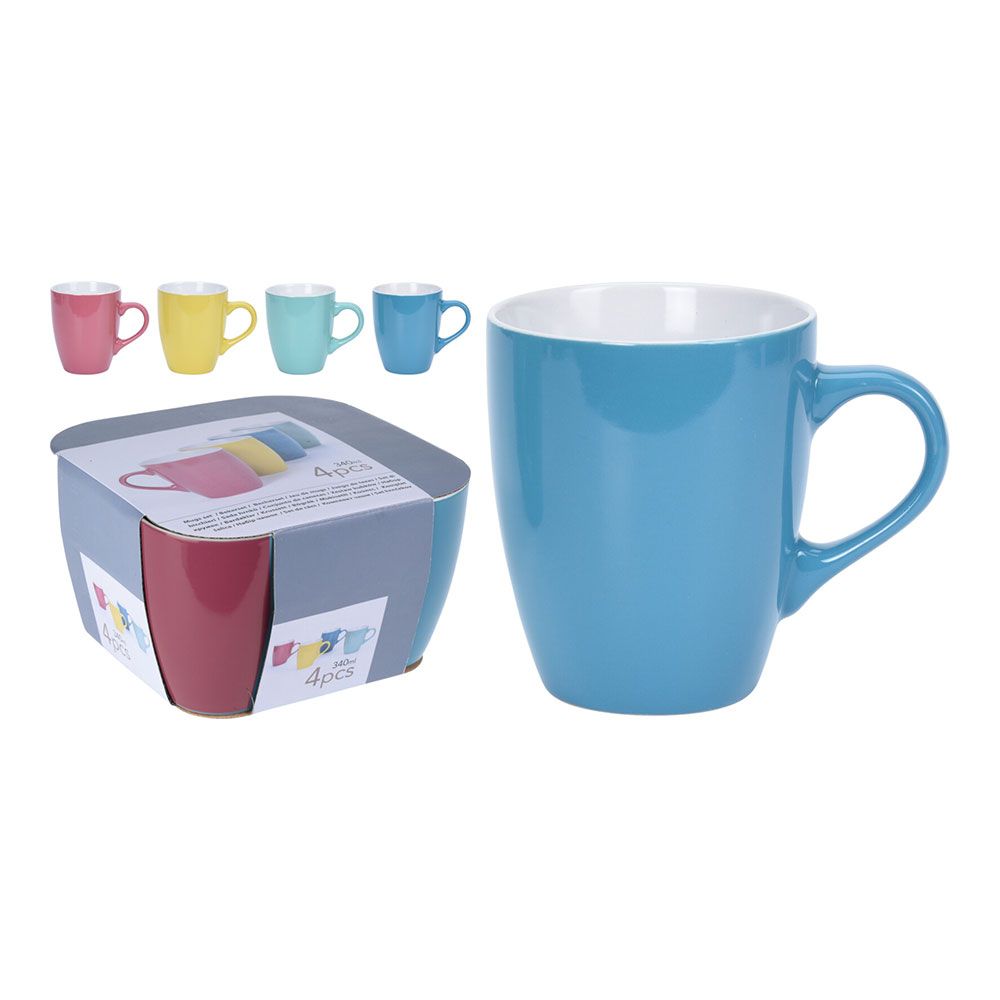 Xícaras de café em cores sortidas, 340 ml, 4 UDS