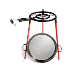 VAELLO Conjunto de panela para paella polida ø46cm com tripé e queimador a gás 400 mm