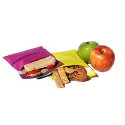 Snack'n'go porta-lanches reutilizável lila-amarelo 14 x 14 cm e 20 x 20 cm, 2 UDS