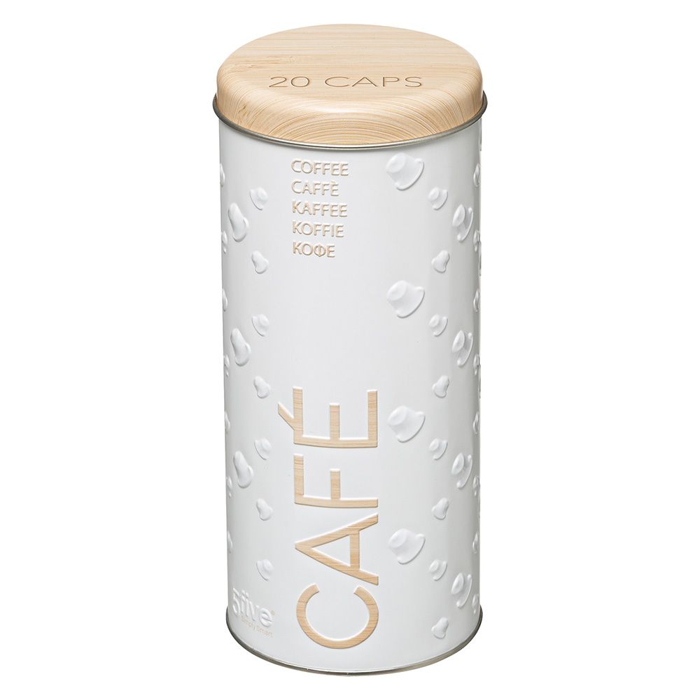 Caixa em metal para cápsulas de café, modelo scandi nature