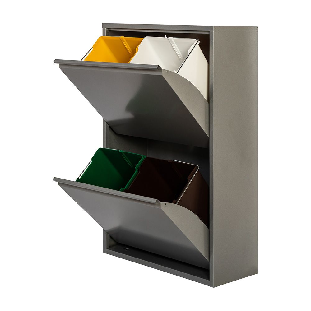 Armario metalico reciclagem 4 gavetas cinzento 92 x 60 x 25 cm