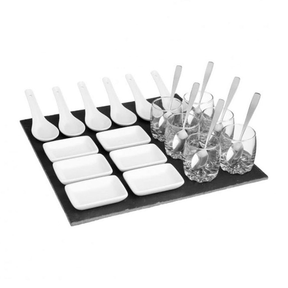 SET de aperitivo de 25 peças com base de lousa