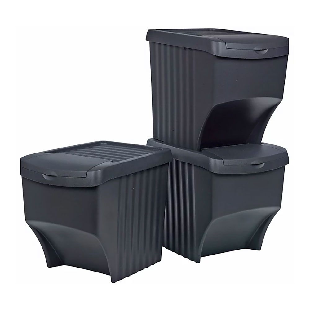 Sistema de caixotes recicláveis empilháveis 39,2 x 29,3 x 45,6 cm, 3 x 22 l - Image 2