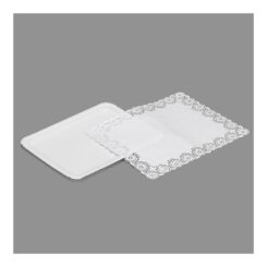 Bandeja retangular com renda branca, 22 x 28 cm, 2 UDS