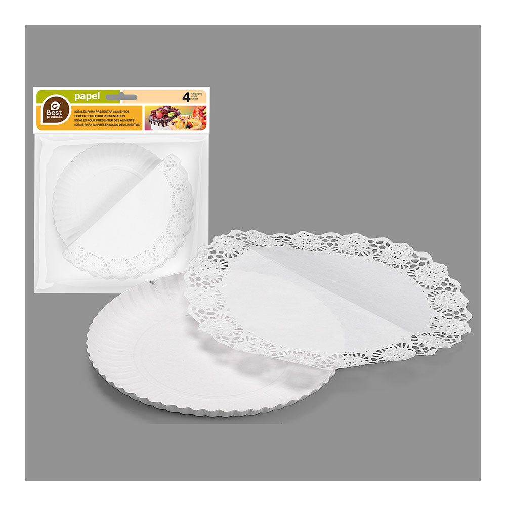 Bandeja redonda com renda branca, Ø21 cm, 3 UDS - Image 2
