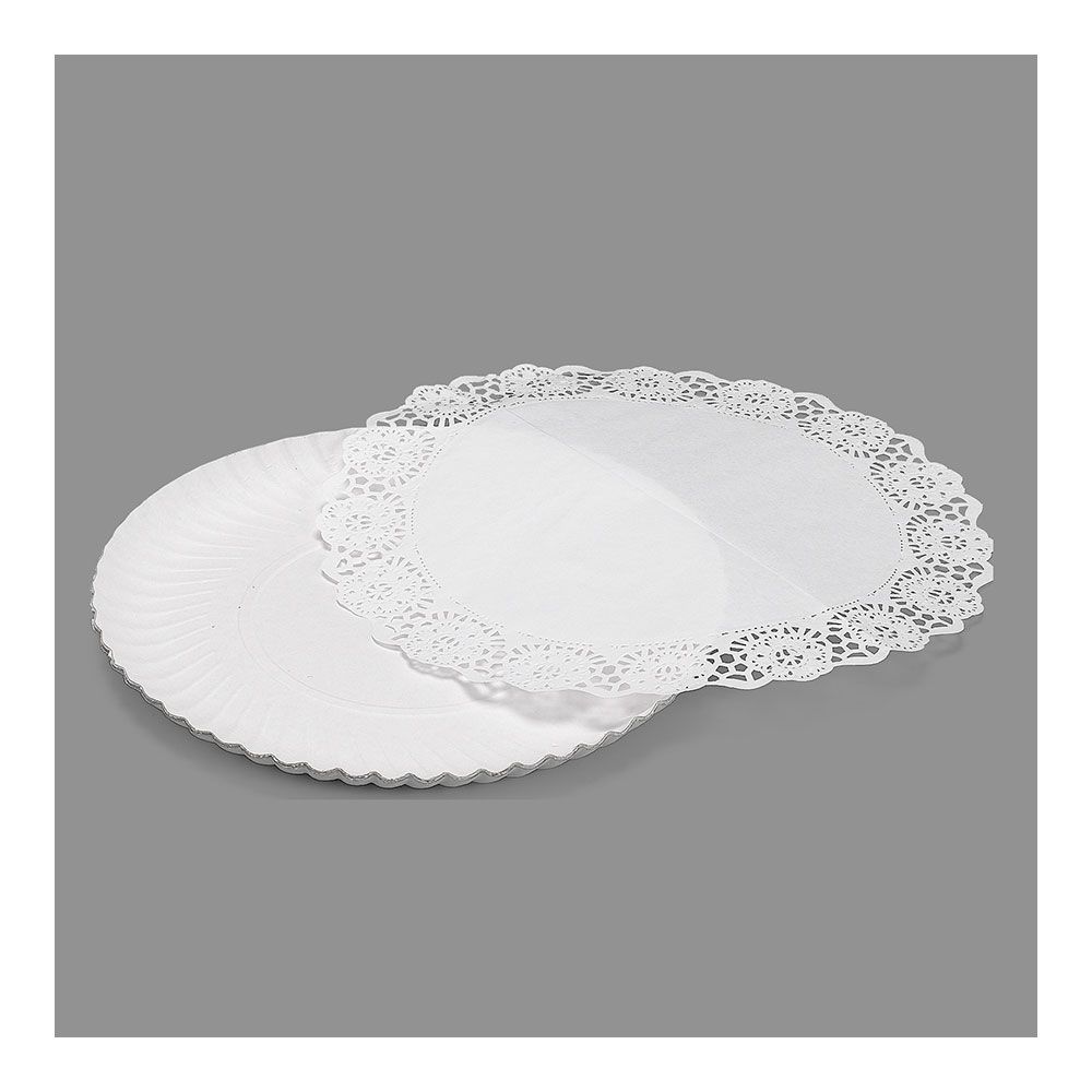 Bandeja redonda com guardanapo branco ø25 cm, 2 unidades