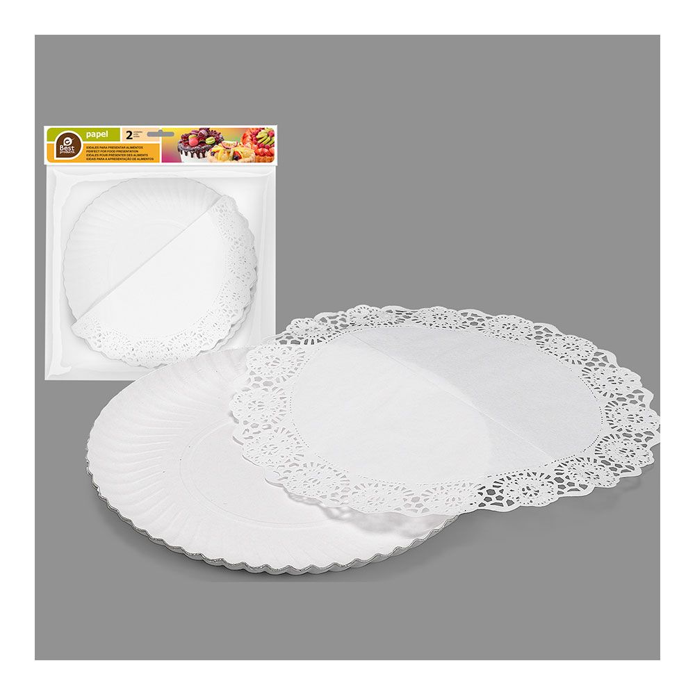 Bandeja redonda com guardanapo branco ø25 cm, 2 unidades - Image 2