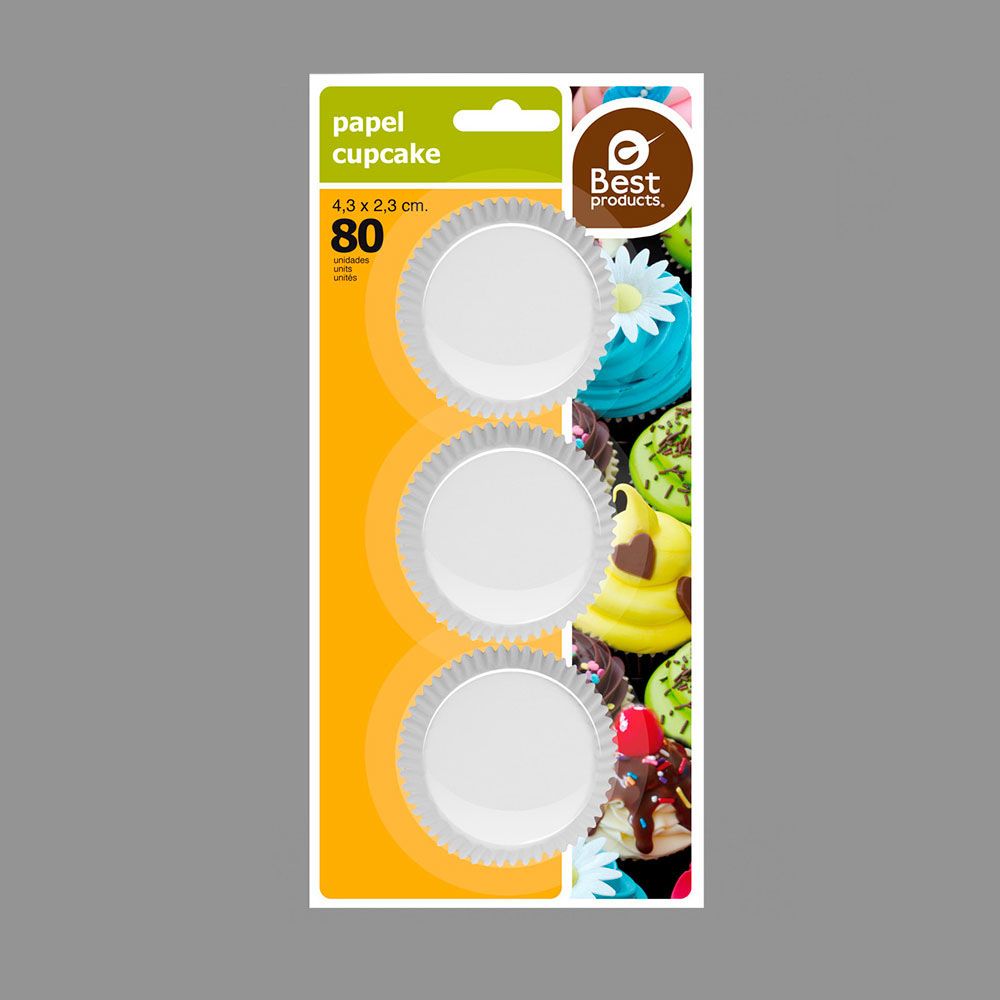Moldes de papel para magdalenas blanco ø4 x 2,5 cm, blister 80 uds - Image 2