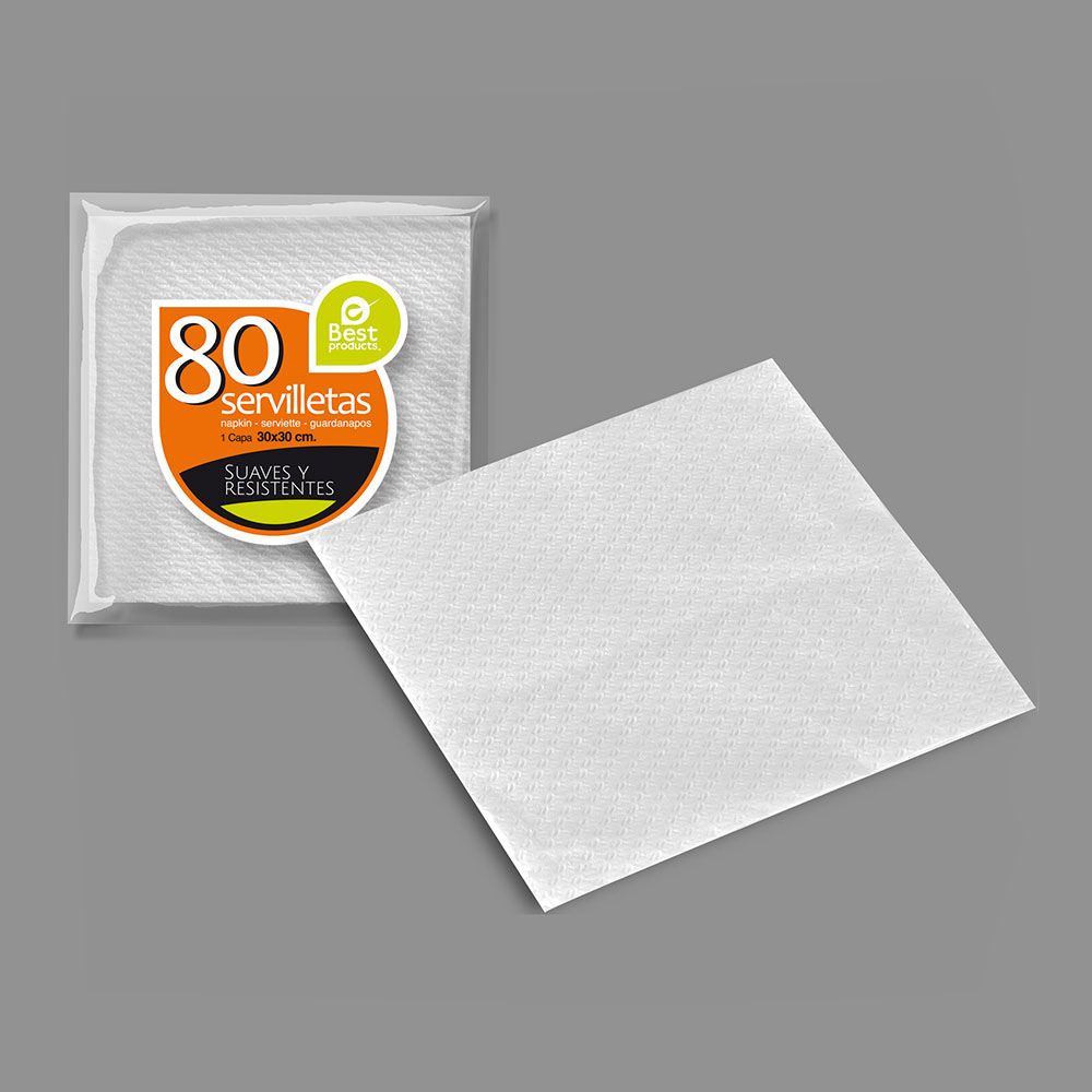 Guardanapos de papel branco, 1 folha, 30 x 30 cm, 80 UDS - Image 2