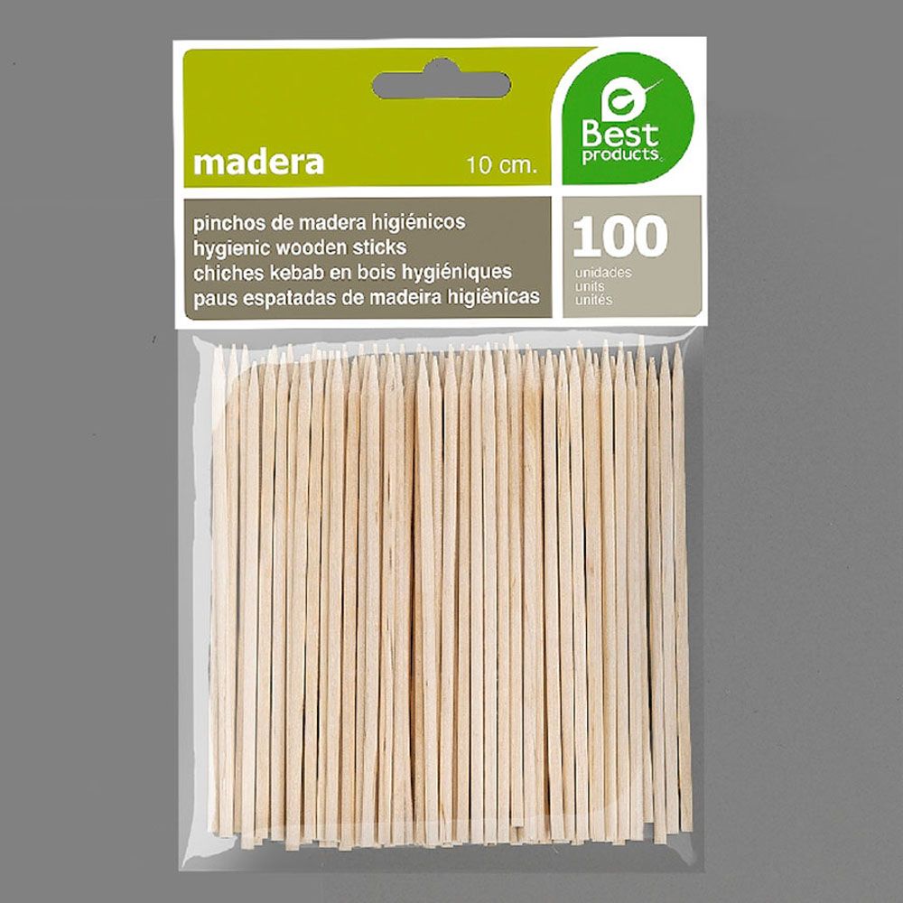 Espetos de madeira higiênicos, 2 x 100 mm, blister 100 UDS - Image 2
