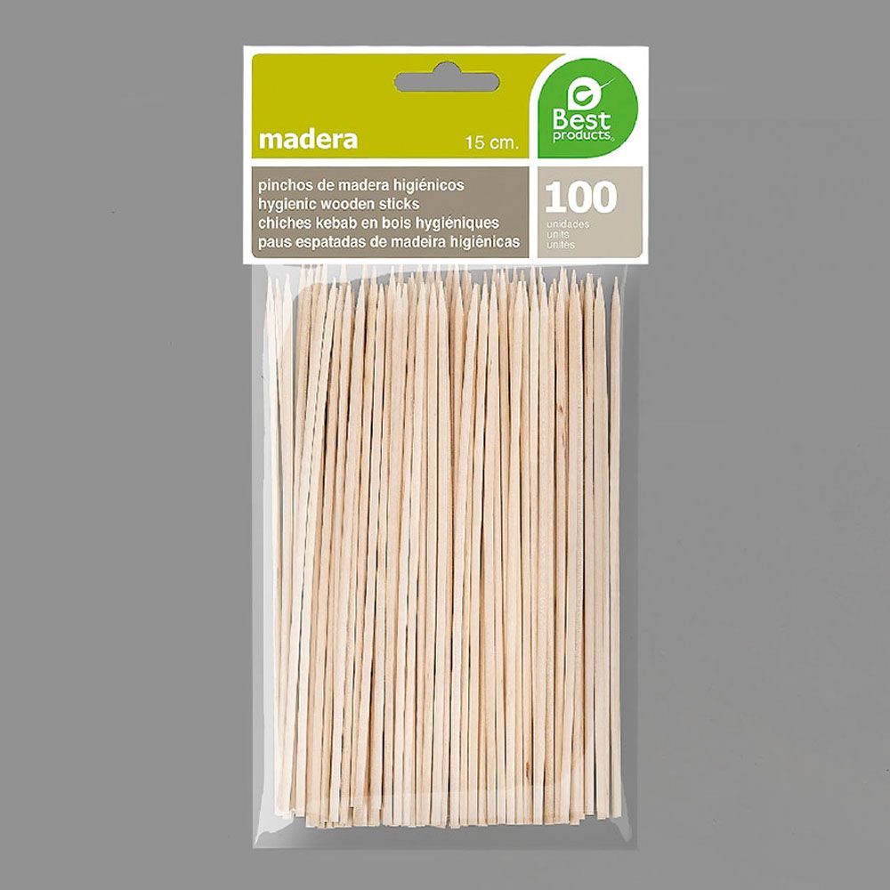 Espetos de madeira higiênicos, 2 x 150 mm, blister 100 UDS - Image 2