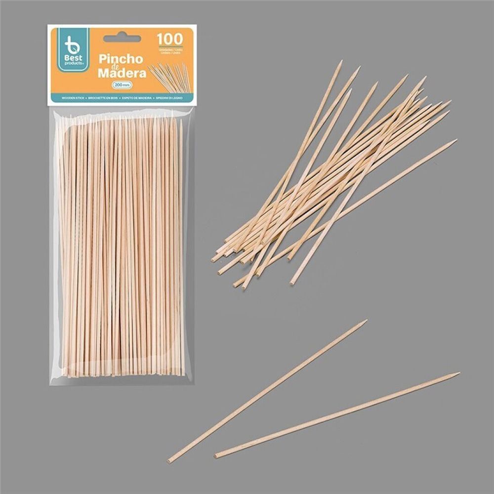Espetos de madeira higiênicos, 2 x 200 mm, blister 100 UDS - Image 2