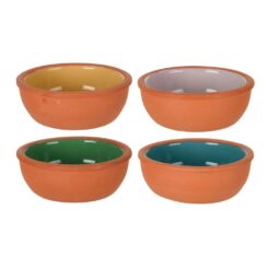 EXCELLENT HOUSEWARE Conjunto de 4 tigelas para aperitivos de barro em cores sortidas 150 ml ø10,4 x 4,2 cm