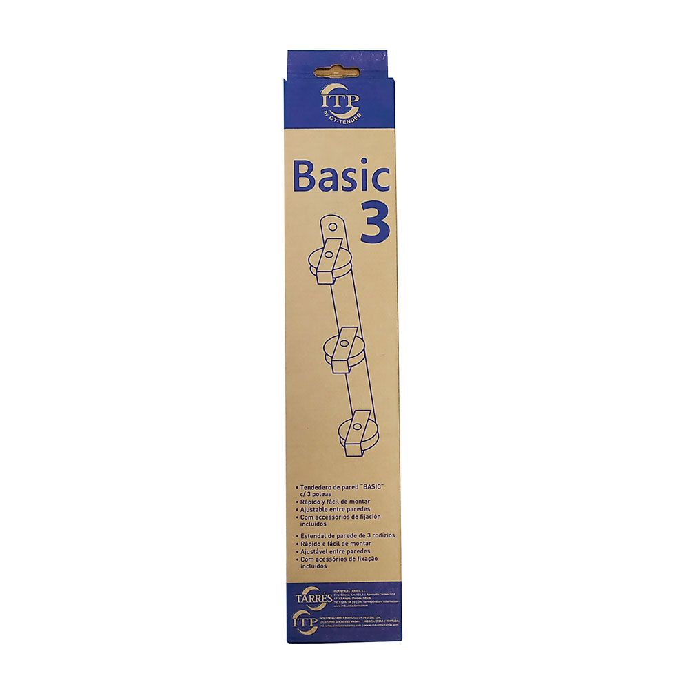Varal de parede básico com 3 roldanas branco 37 x 5 x 5 cm - Image 2
