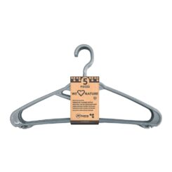 Pack de 5 cabides de plástico reciclado WE nature cores diversas 42cm x 7mm.