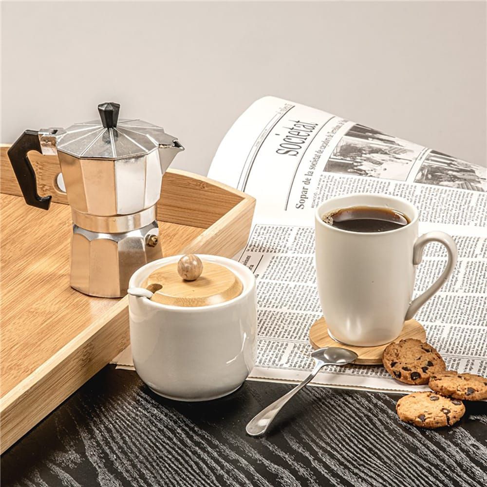 Xícaras de porcelana branca fosca, 350 ml, 6 UDS - Image 2