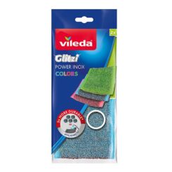 VILEDA Esfregão de aço inoxidável colorido Glitzi 2 peças