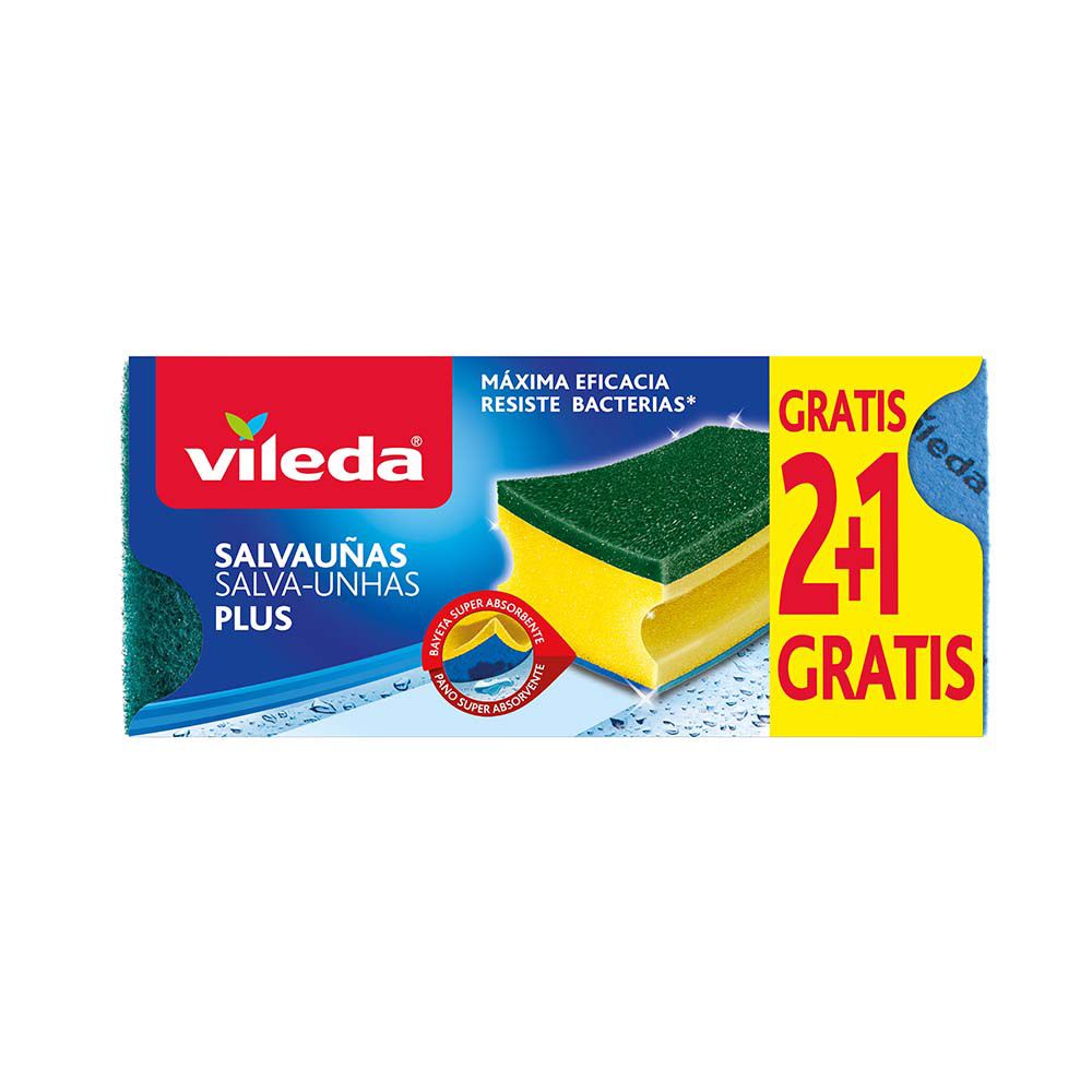 VILEDA Esfoliante de unhas antibacteriano com pano 2+1