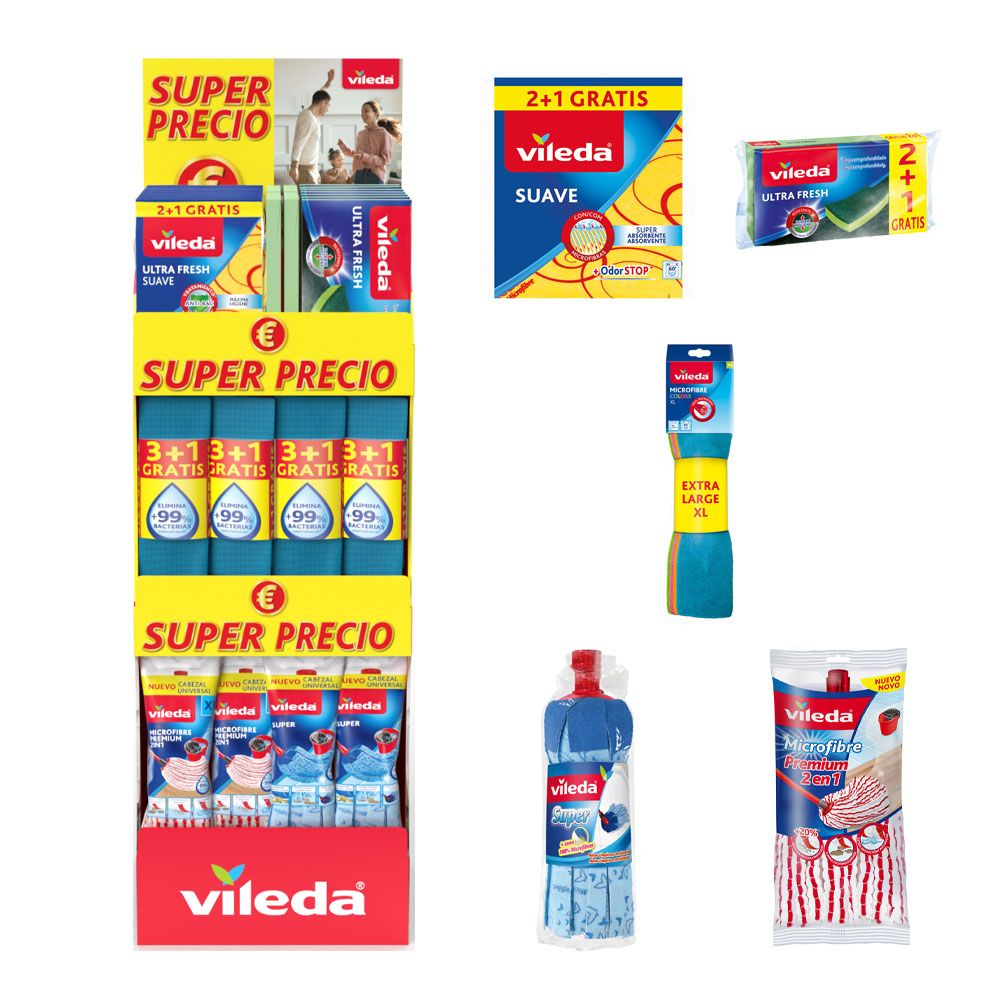 Expositor vileda universal de super preço, 39 x 38 x 122 cm