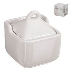Saleiro cerâmico classico branco 10 x 10 x 11,5 cm