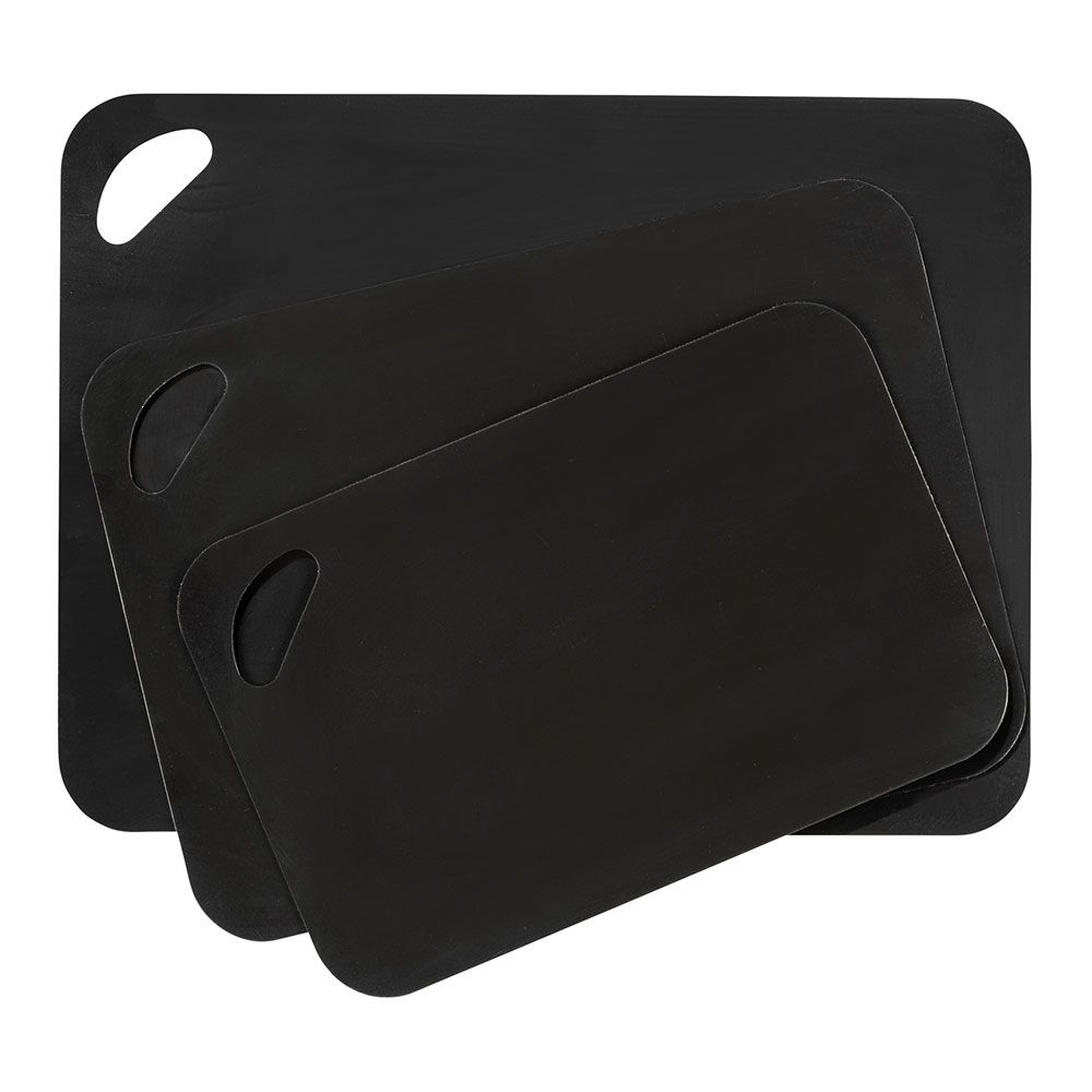 Conjunto de 3 tábuas de corte pretas, 38 x 29 x 0,15 cm / 33,5 x 24 x 0,15 cm / 28 x 18 x 0,15 cm