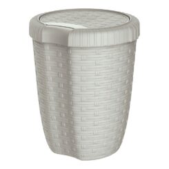 Balde com tampa 27L Ø34x47cm COR creme imitação vime/rattan mondex