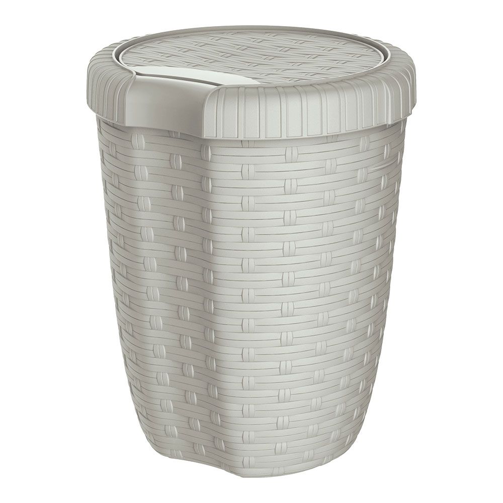 Balde com tampa 27L Ø34x47cm COR creme imitação vime/rattan mondex