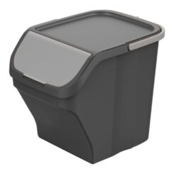 Balde stack N sort cinza com tampa cinza 30 x 40 x 34 cm  25 l