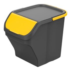 Balde stack N sort cinza com tampa amarela 30 x 40 x 34 cm  25 l