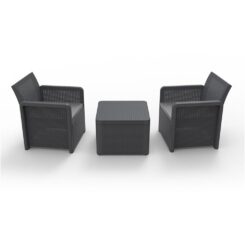 Conjunto jardim/terraço de 2 cadeiras + 1 mesa nassau tete a tete, antracite