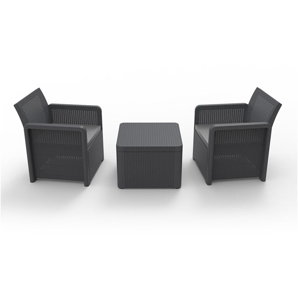 Conjunto jardim/terraço de 2 cadeiras + 1 mesa nassau tete a tete, antracite
