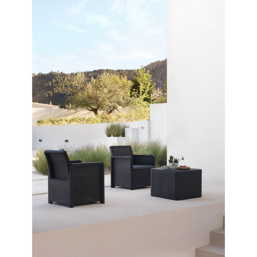 Conjunto jardim/terraço de 2 cadeiras + 1 mesa nassau tete a tete, antracite - Image 4