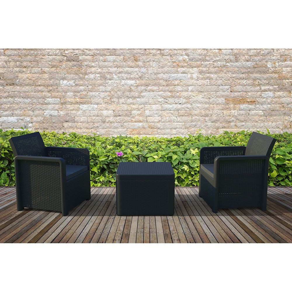 Conjunto jardim/terraço de 2 cadeiras + 1 mesa nassau tete a tete, antracite - Image 6